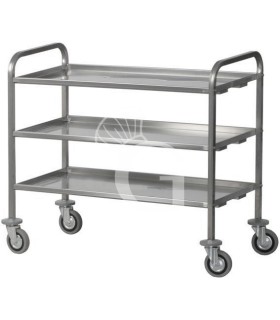 Carrello di servizio inox 3 piani per trasporto pesante L 920 mm x P 670 mm x H 980 mm