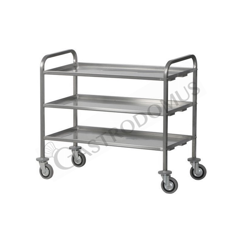 Carrello di servizio inox 3 piani per trasporto pesante L 920 mm x P 670 mm x H 980 mm