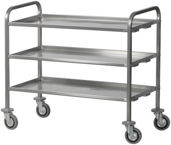 Carrello di servizio inox 3 piani per trasporto pesante L 920 mm x P 670 mm x H 980 mm