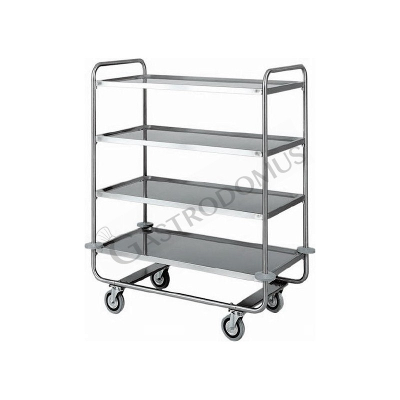 Carrello di servizio 4 piani in acciaio inox L 1100 mm x P 600 mm x H 1300 mm Carrello di servizio 4 piani in acciaio inox L 1100 mm x P 600 mm x H 1300 mm