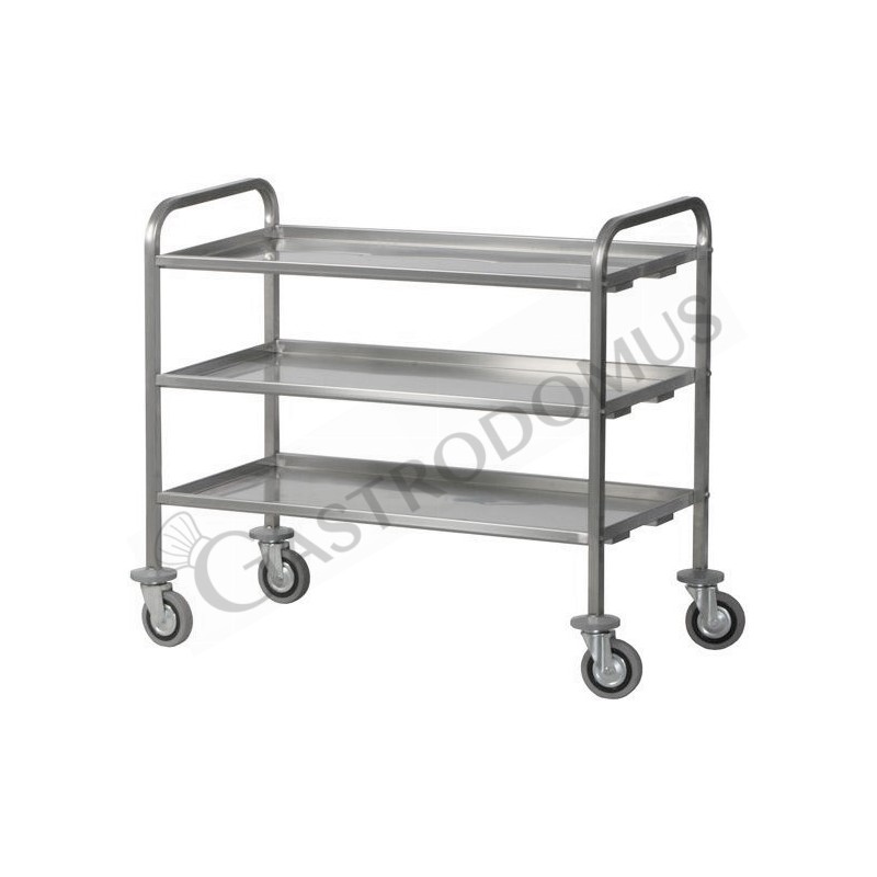 Carrello di servizio inox 3 piani per trasporto pesante L 1120 mm x P 670 mm x H 980 mm Carrello di servizio inox 3 piani per trasporto pesante L 1120 mm x P 670 mm x H 980 mm
