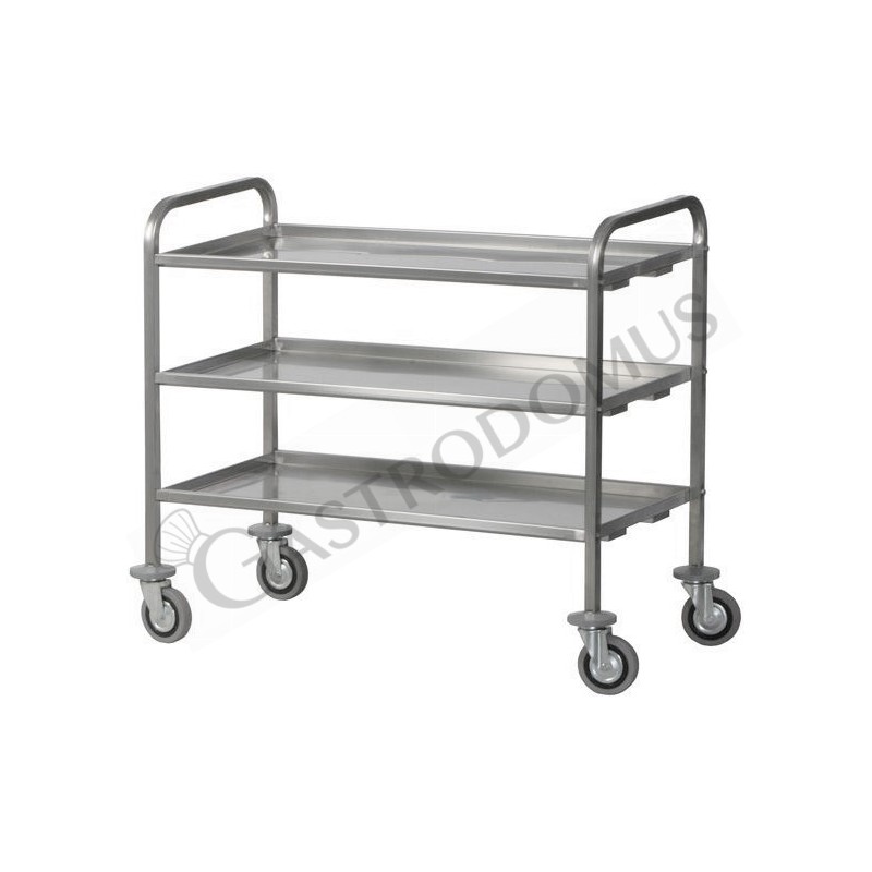 Carrello di servizio inox 3 piani per trasporto pesante L 1120 mm x P 670 mm x H 980 mm