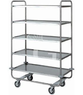 Carrello di servizio 5 piani in acciaio inox L 1100 mm x P 600 mm x H 1600 mm