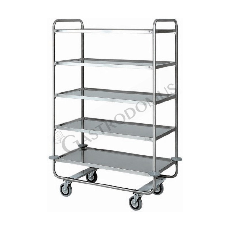 Carrello di servizio 5 piani in acciaio inox L 1100 mm x P 600 mm x H 1600 mm Carrello di servizio 5 piani in acciaio inox L 1100 mm x P 600 mm x H 1600 mm