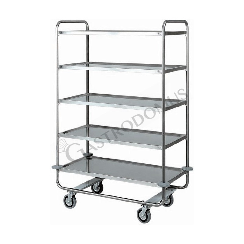 Carrello di servizio 5 piani in acciaio inox L 1100 mm x P 600 mm x H 1600 mm