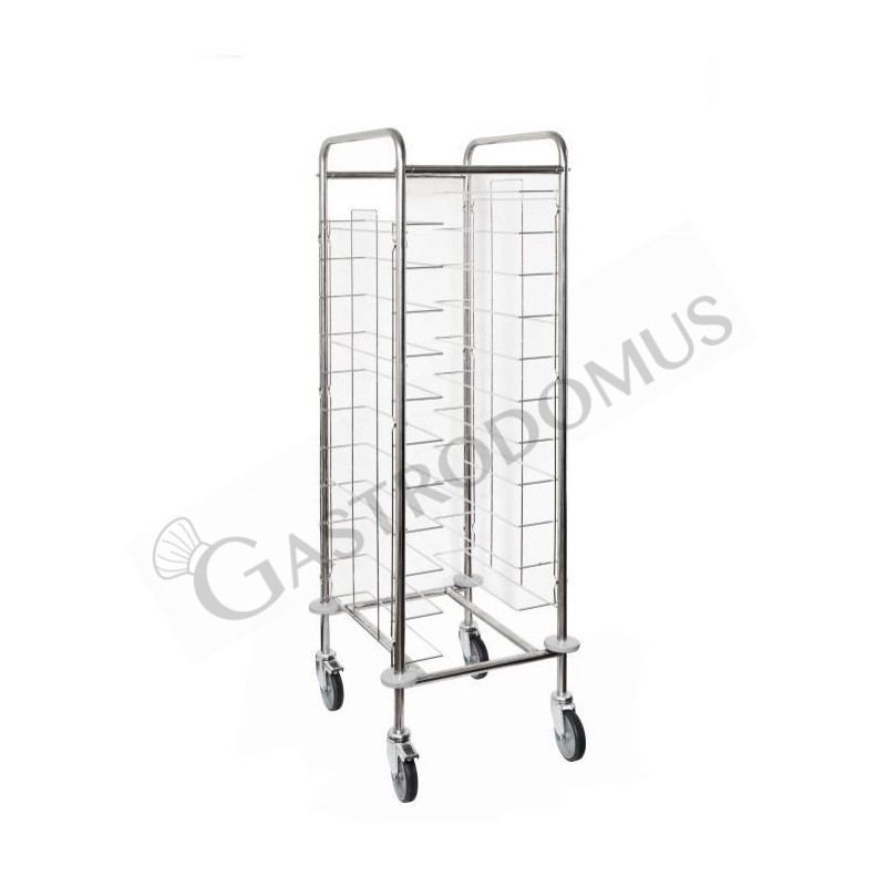 Carrello portavassoi universale in inox per 11 vassoi di dimensione massima 395 mm x 595 mm Carrello portavassoi universale in inox per 11 vassoi di dimensione massima 395 mm x 595 mm