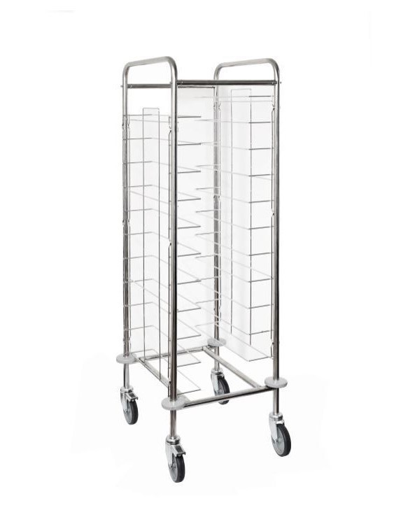 Carrello portavassoi universale in inox per 11 vassoi di dimensione massima 395 mm x 595 mm