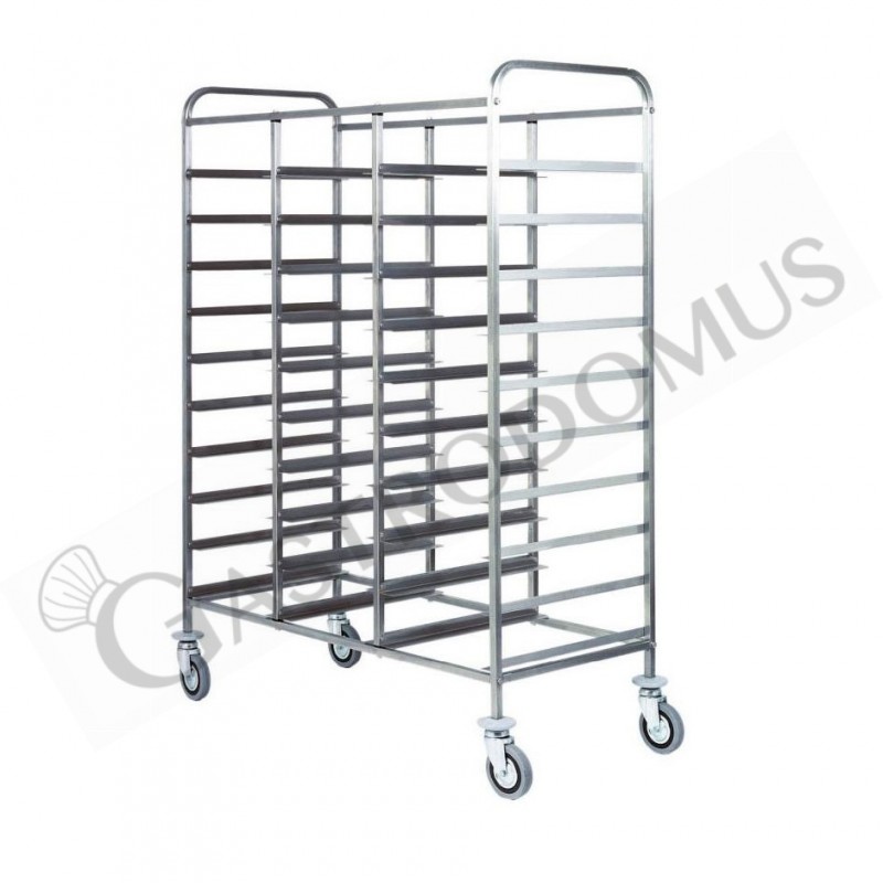 Carrello portavassoi in linea per 33 vassoi di tipo Euronorm di dimensione massima 530 mm x 370 mm Carrello portavassoi in linea per 33 vassoi di tipo Euronorm di dimensione massima 530 mm x 370 mm