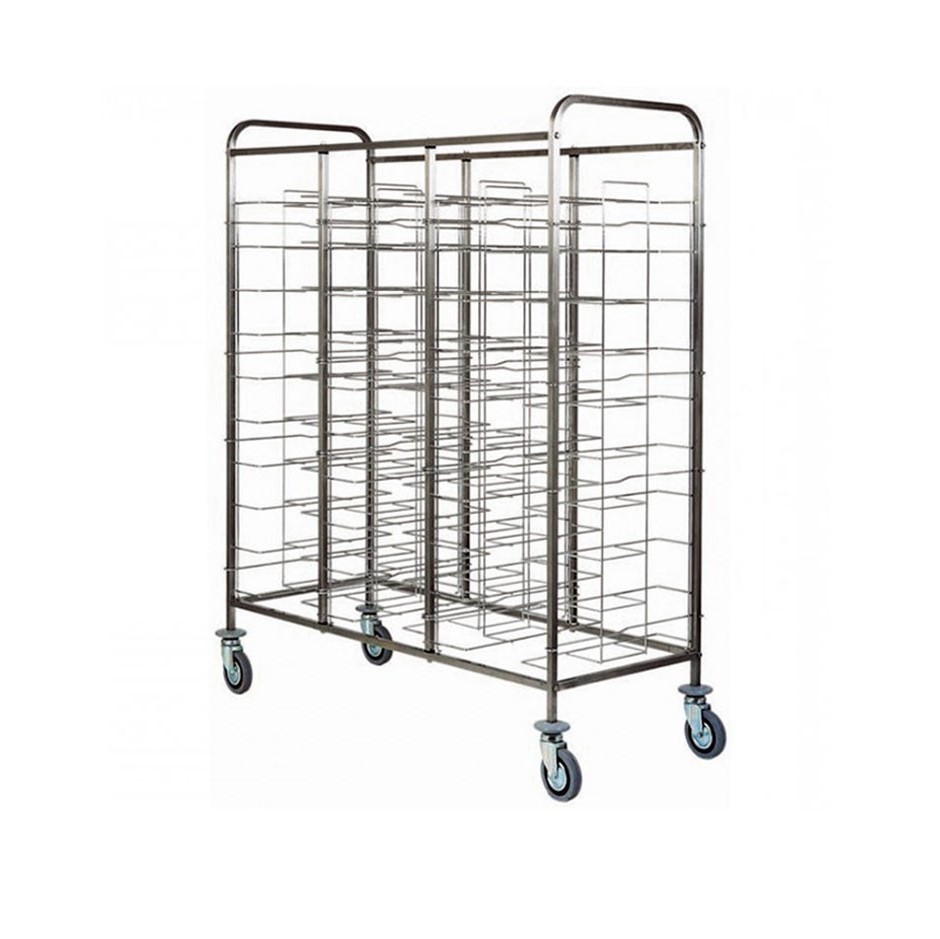 Carrello portavassoi universale in inox per 33 vassoi di dimensione massima 395 mm x 595 mm