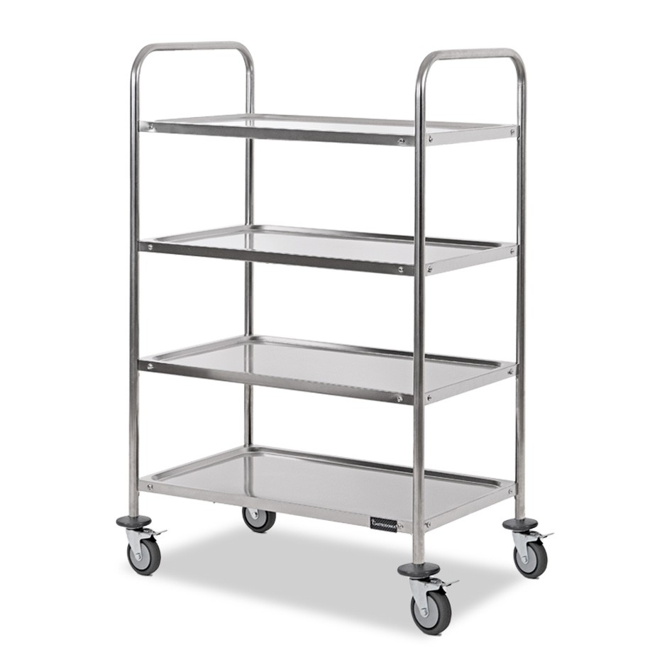 Carrello di servizio in acciaio inox con 4 piani L 1200 mm x P 600 mm x H 1500 mm