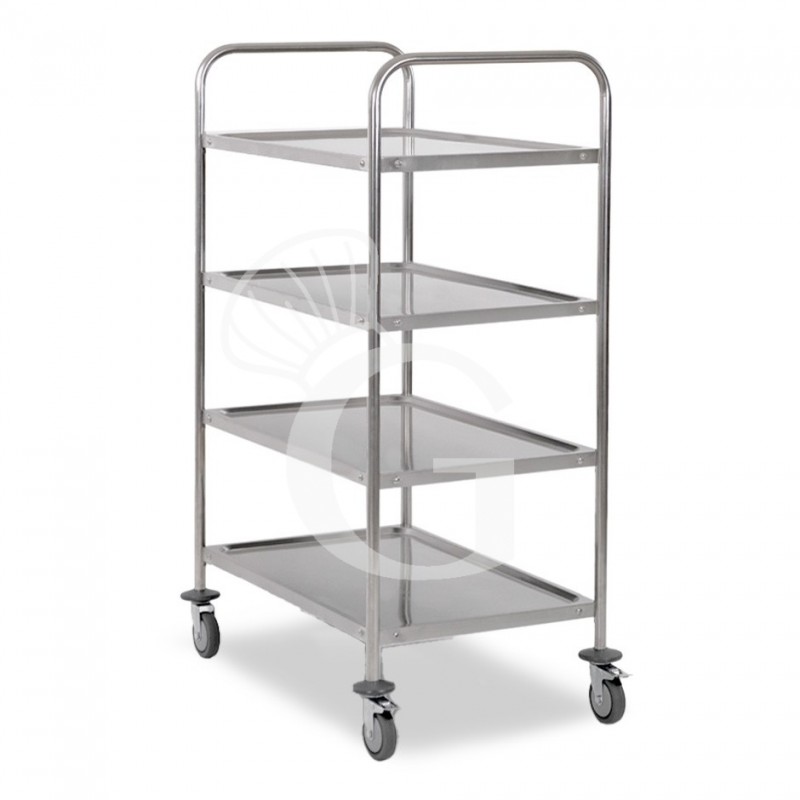 Carrello di servizio in acciaio inox con 4 piani L 1000 mm x P 600 mm x H 1500 mm