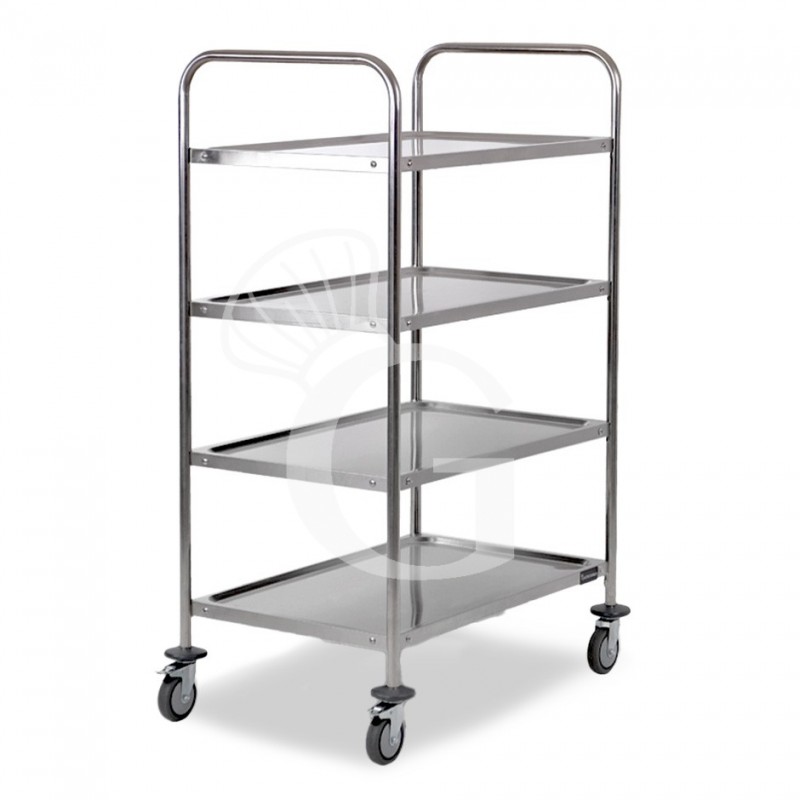 Carrello di servizio in acciaio inox con 4 piani L 1000 mm x P 600 mm x H 1500 mm