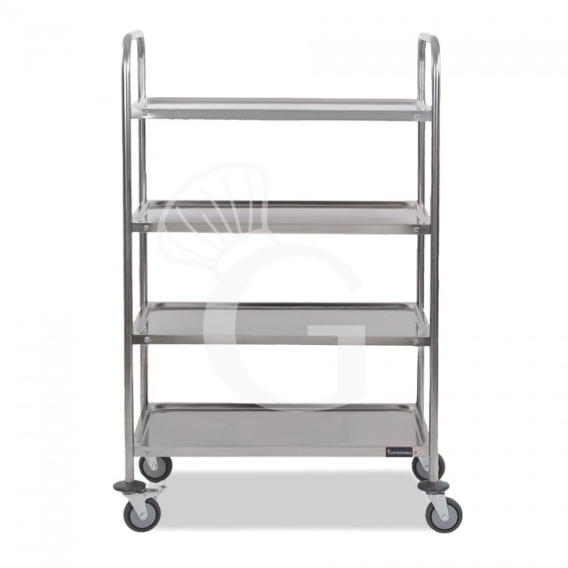 Carrello di servizio in acciaio inox con 4 piani L 1000 mm x P 600 mm x H 1500 mm