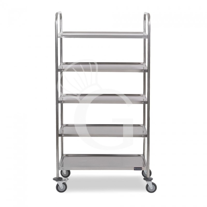 Carrello di servizio in acciaio inox con 5 piani L 885 mm x P 590 mm x H 1500 mm