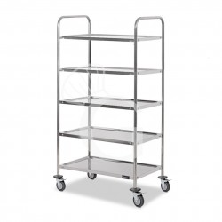 Carrello di servizio in acciaio inox con 5 piani L 1000 mm x P 600 mm x H 1500 mm