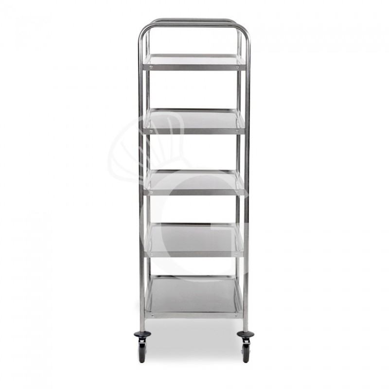 Carrello di servizio in acciaio inox con 5 piani L 1000 mm x P 600 mm x H 1500 mm