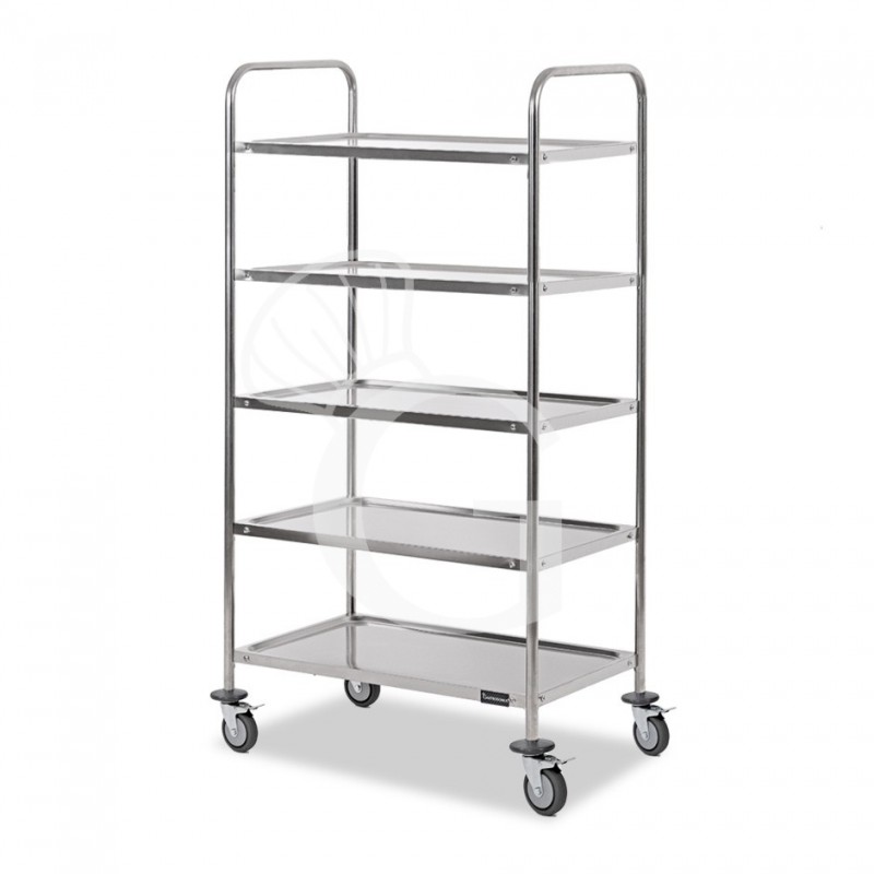 Carrello di servizio in acciaio inox con 5 piani L 1200 mm x P 600 mm x H 1500 mm Carrello di servizio in acciaio inox con 5 piani L 1200 mm x P 600 mm x H 1500 mm