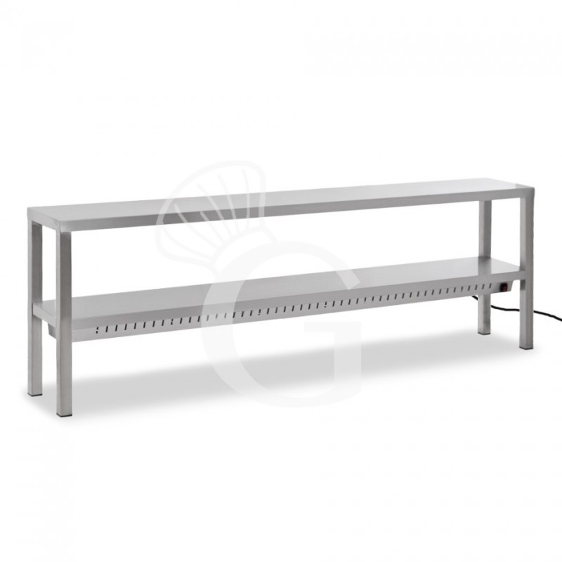 Ripiani sovrapposti con piano inferiore riscaldato L 2000 x P 350 x H 700 mm, completo di lampade