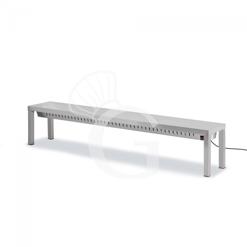 Ripiano singolo riscaldato L 1400 x P 300 x H 350 mm, completo di lampade