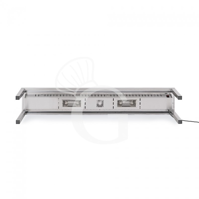Ripiano singolo riscaldato L 1400 x P 350 x H 400 mm, completo di lampade