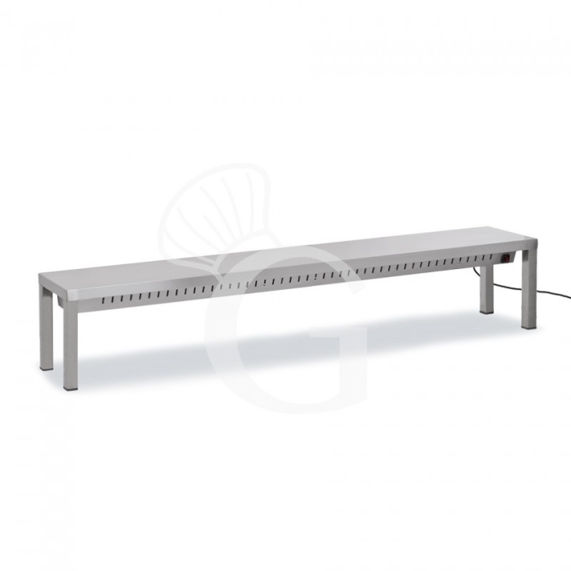 Ripiano singolo riscaldato L 1800 x P 300 x H 350 mm, completo di lampade
