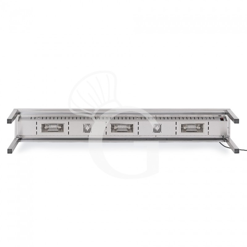 Ripiano singolo riscaldato L 1800 x P 300 x H 350 mm, completo di lampade