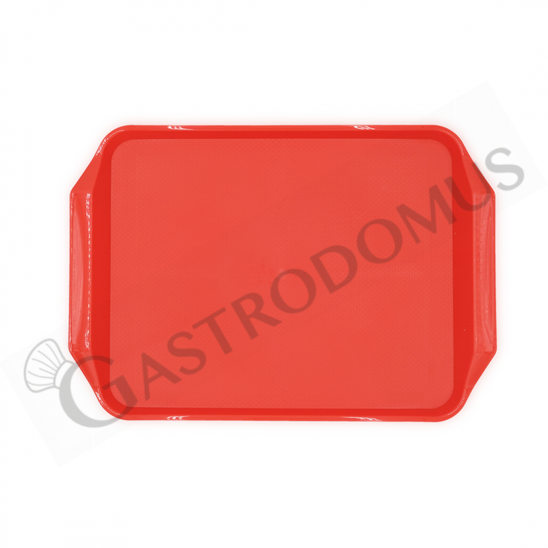 Vassoio rettangolare in polipropilene colore rosso - dimensioni L 430 mm x P 300 mm x H 20 mm Vassoio rettangolare in polipropilene colore rosso - dimensioni L 430 mm x P 300 mm x H 20 mm