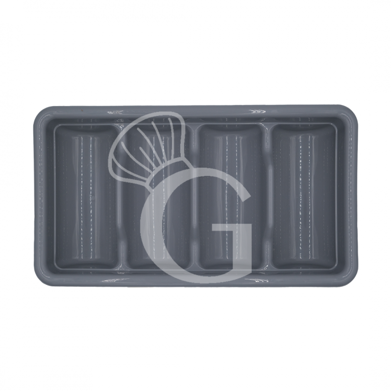 Portaposate in polipropilene colore griglio - 4 scomparti, dimensioni L 520 x P 240 x H 95 mm