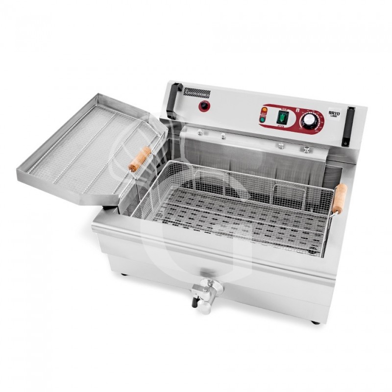 Friggitrice elettrica da banco con 1 vasca capacità 30 LT con controllo temperatura, 4800 W, Monofase