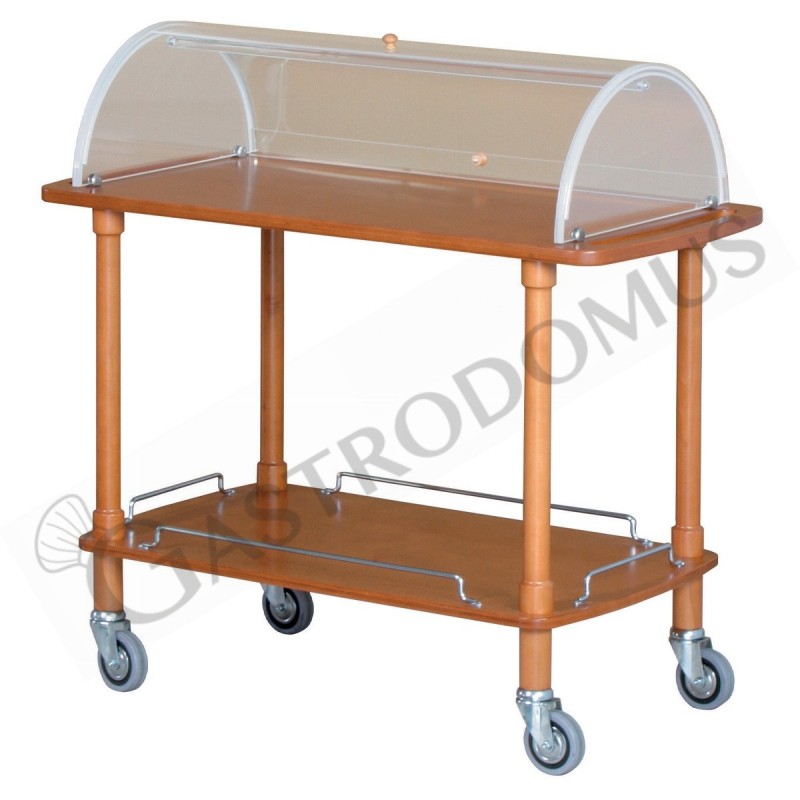 Carrello di servizio in legno con cupola e 2 ripiani L 1100 mm x P 550 mm x H 1070 mm