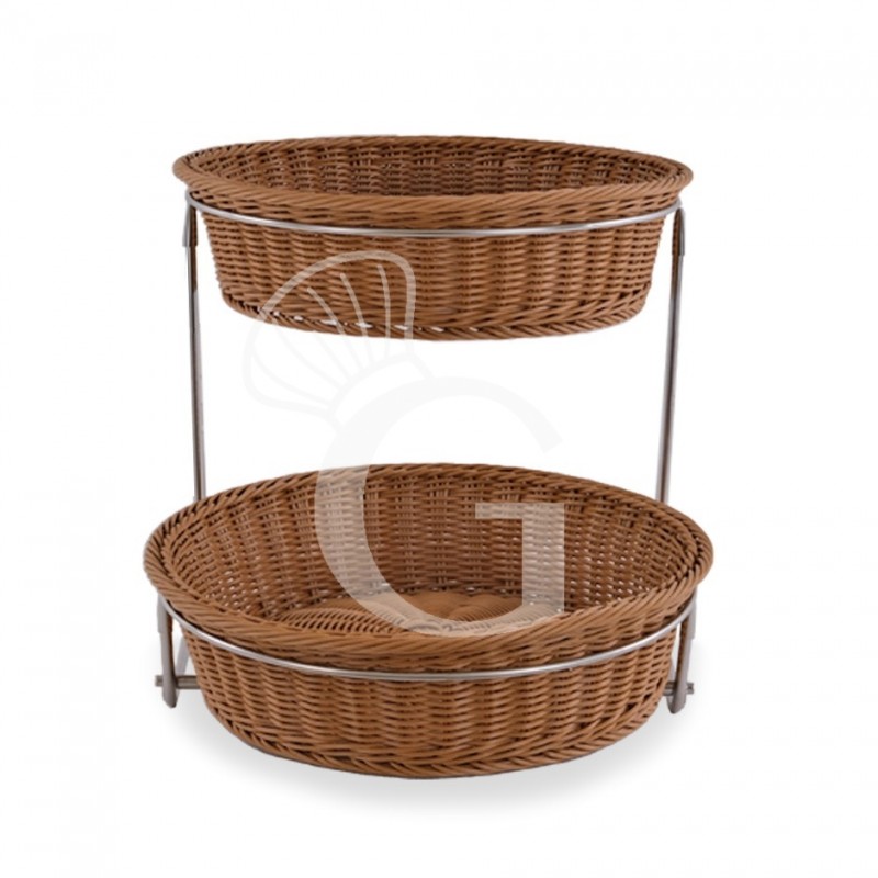 Cestini tondi in rattan sintetico a due livelli L 600 mm x P 370 mm x H 105/345 mm Cestini tondi in rattan sintetico a due livelli L 600 mm x P 370 mm x H 105/345 mm