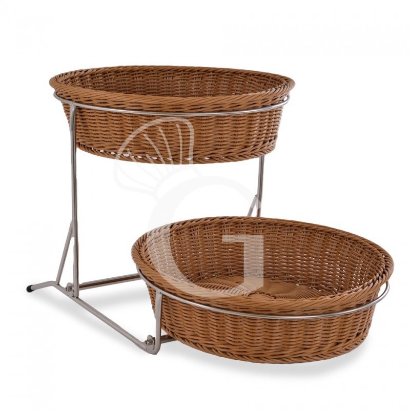 Cestini tondi in rattan sintetico a due livelli L 600 mm  x P 370 mm x H 105/345 mm