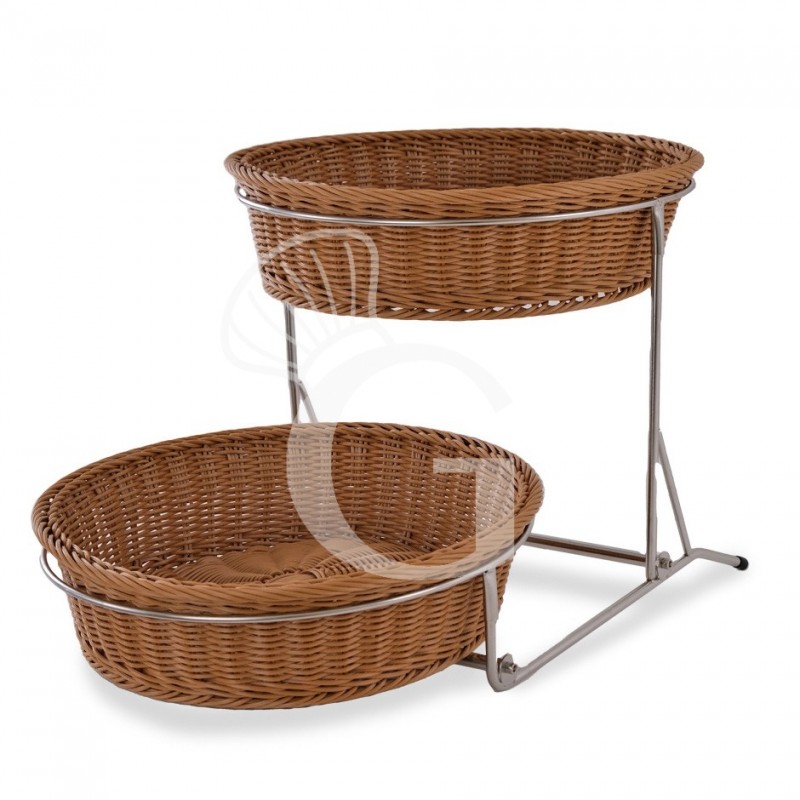 Cestini tondi in rattan sintetico a due livelli L 600 mm  x P 370 mm x H 105/345 mm