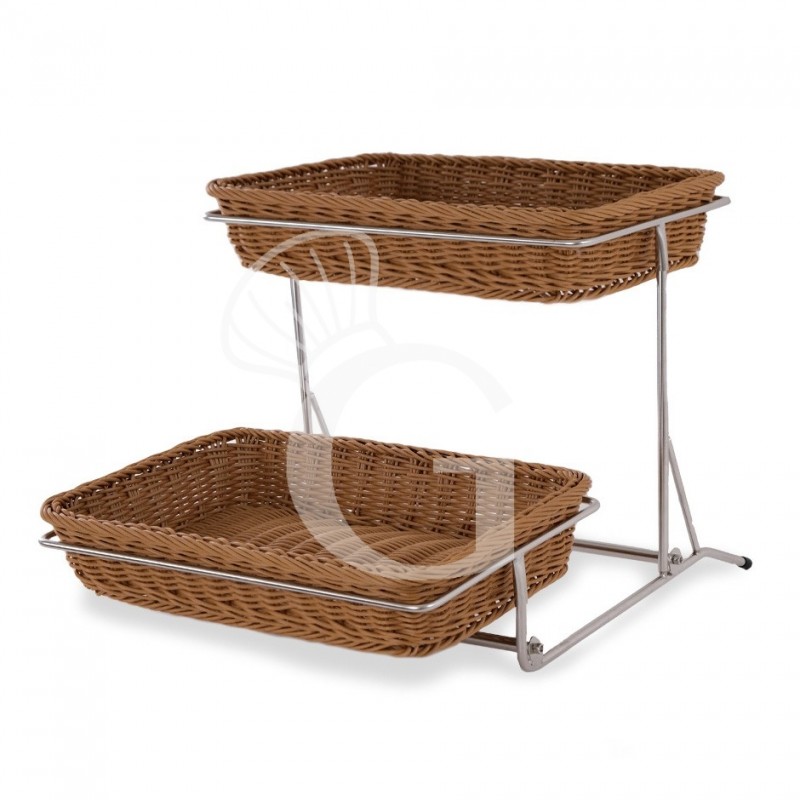 Cestini rettangolari in rattan sintetico a due livelli L 645 mm x P 500 mm x H 330/135 mm