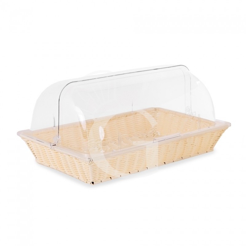 Cestino rettangolare in rattan con coperchio in policarbonato L 535 x P 335 x H 255 mm