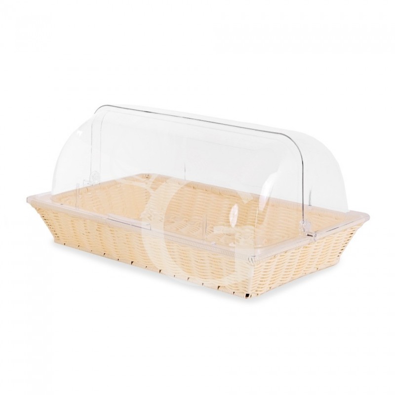 Cestino rettangolare in rattan con coperchio in policarbonato L 535 x P 335 x H 255 mm