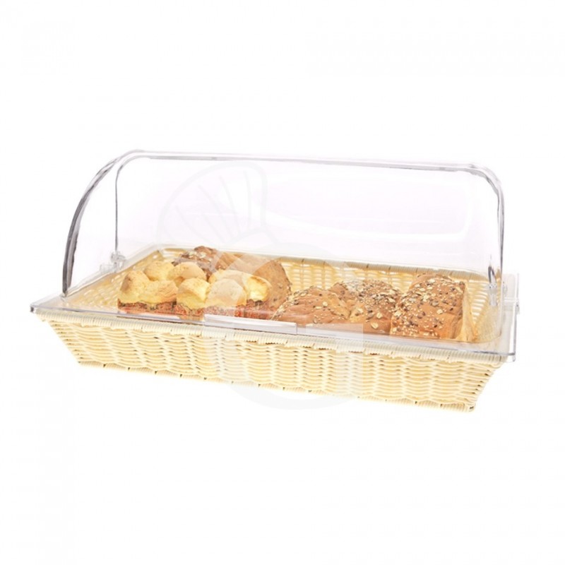Cestino rettangolare in rattan con coperchio in policarbonato L 535 x P 335 x H 255 mm
