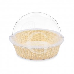 Cestino rondo in rattan e coperchio in policarbonato Ø 410 x H 310 mm