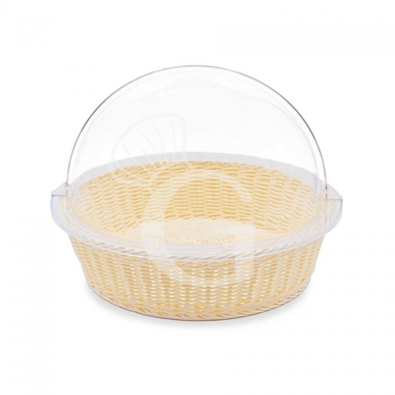 Cestino rondo in rattan e coperchio in policarbonato Ø 410 x H 310 mm Cestino rondo in rattan e coperchio in policarbonato Ø 410 x H 310 mm