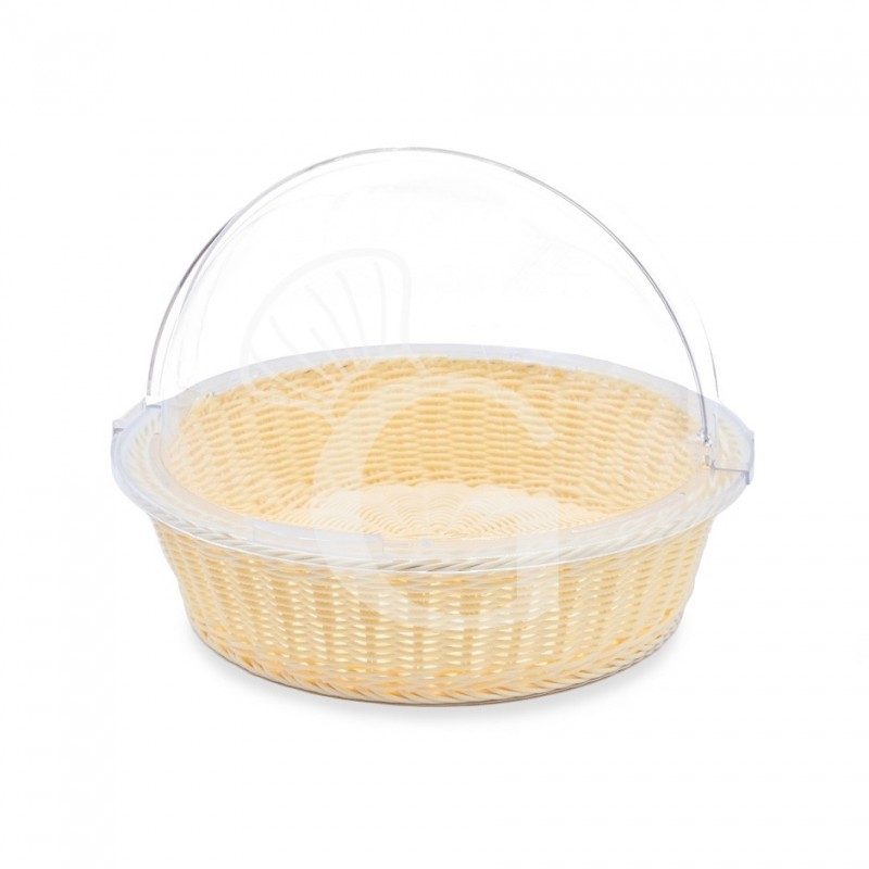 Cestino rondo in rattan e coperchio in policarbonato Ø 410 x H 310 mm