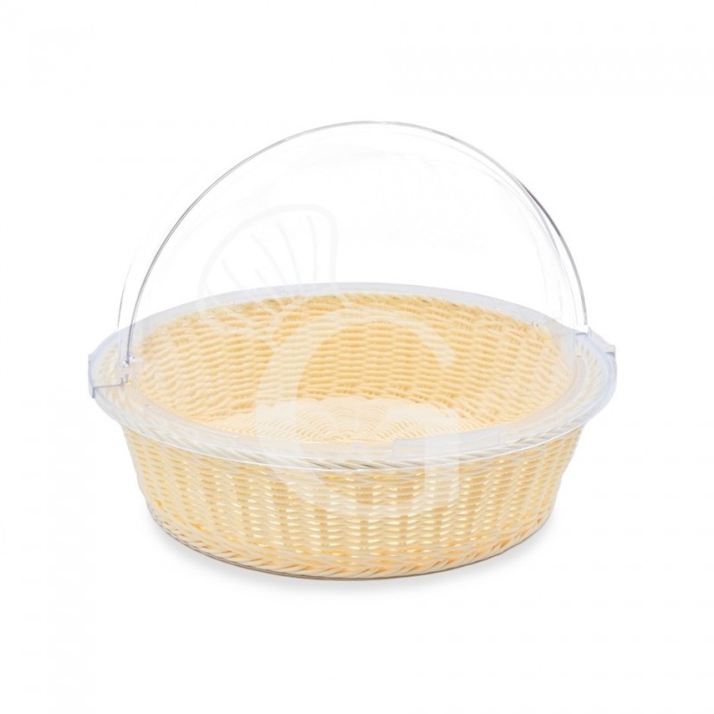 Cestino rondo in rattan e coperchio in policarbonato Ø 410 x H 310 mm