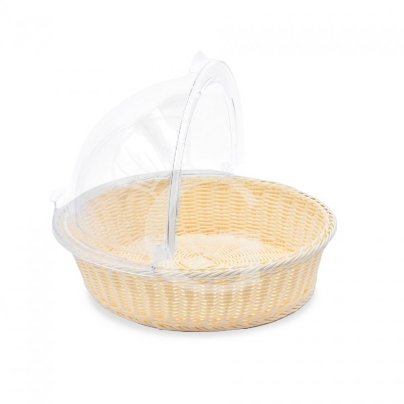 Cestino rondo in rattan e coperchio in policarbonato Ø 410 x H 310 mm