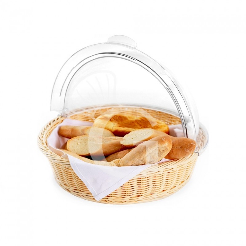 Cestino rondo in rattan e coperchio in policarbonato Ø 410 x H 310 mm