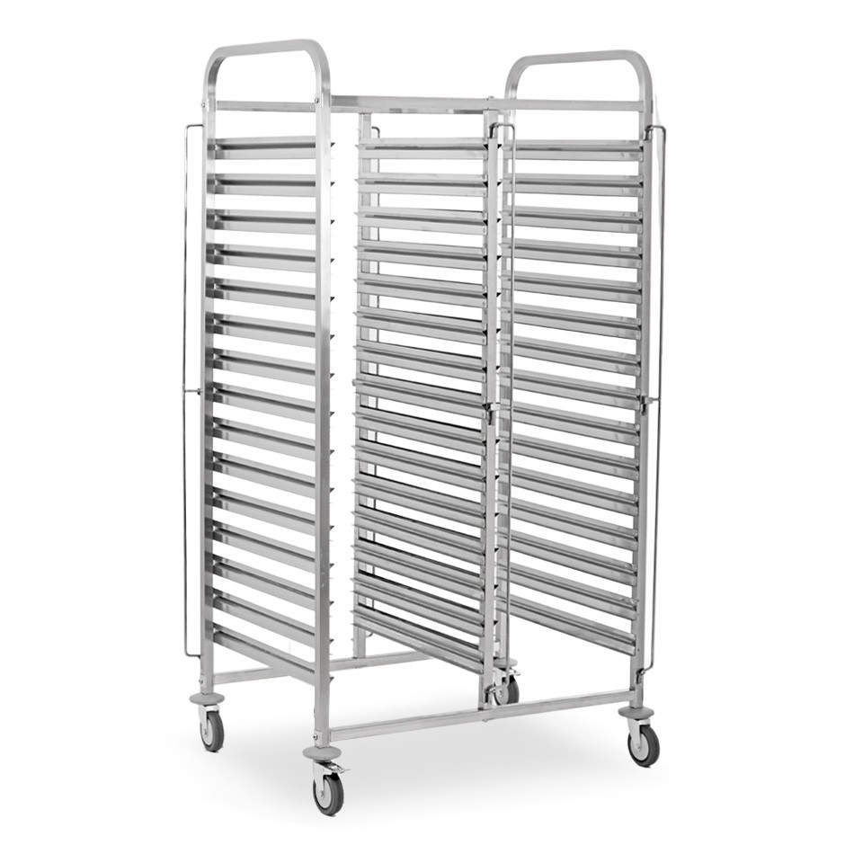 Carrello doppio portateglie per 15+15 teglie GN1/1 - L 740 mm x P 550 mm x H 1735 mm