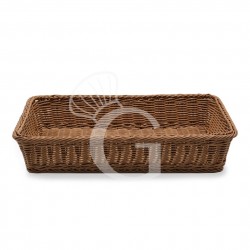 Cestino rettangolare in rattan sintetico colore marrone - L 530 mm x P 325 mm x H 110 mm