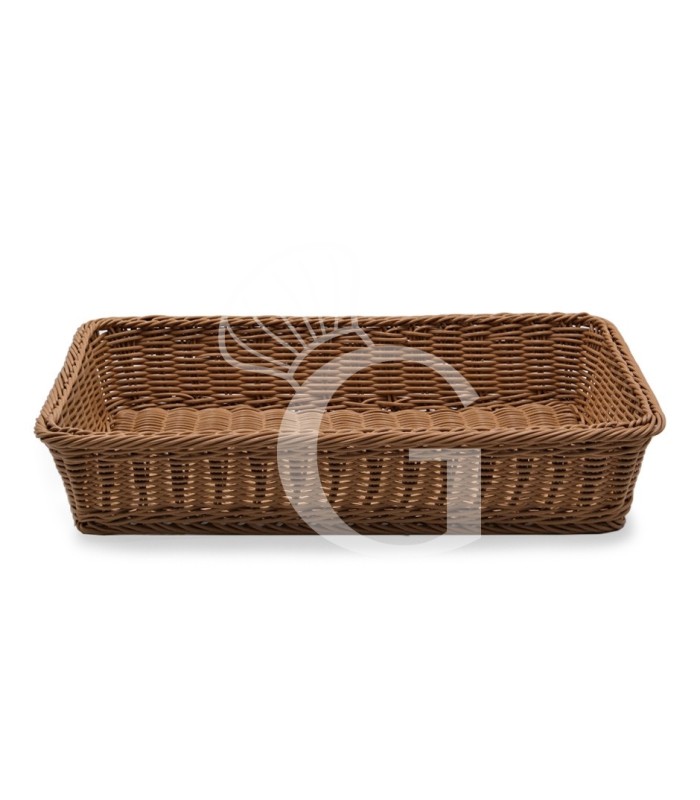 Cestino rettangolare in rattan sintetico colore marrone - L 530 mm x P 325 mm x H 110 mm
