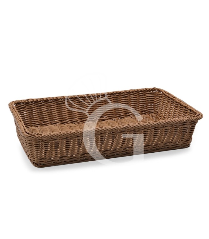 Cestino rettangolare in rattan sintetico colore marrone - L 530 mm x P 325 mm x H 110 mm