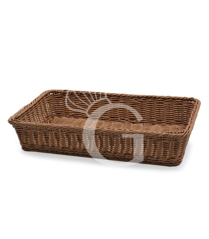 Cestino rettangolare in rattan sintetico colore marrone - L 530 mm x P 325 mm x H 110 mm