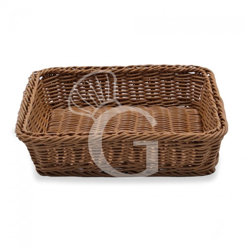 Cestino rettangolare in rattan sintetico colore marrone - L 315 mm x P 260 mm x H 85 mm