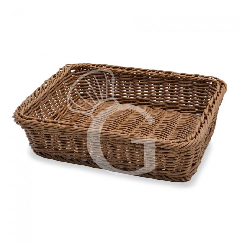 Cestino rettangolare in rattan sintetico colore marrone - L 315 mm x P 260 mm x H 85 mm